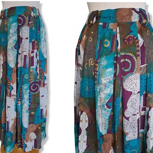 Vintage Betty Barclay Maxi Skirt: 80s High Waisted Abstract Print