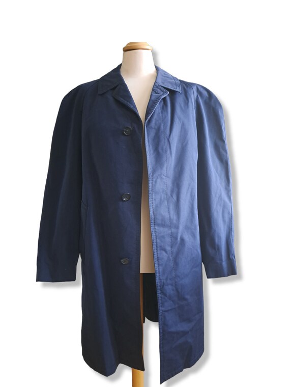 Vintage navy blue trench coat Classic trenchcoat … - image 4