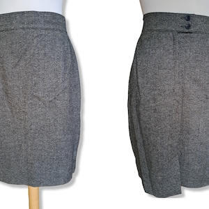 Vintage high waisted pencil mini skirt Hirsch wool blended mini skirt Grey fall winter skirt