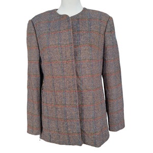 Vintage wool jacket Brown checkered blazer Formal clothes