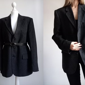 Vintage oversized blazer Grey 90s minimalist jacket unisex