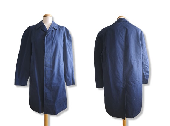 Vintage navy blue trench coat Classic trenchcoat … - image 1