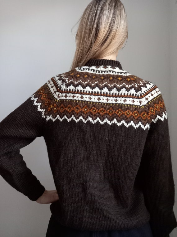 Icelandic hand knit sweater Scandinavian wool car… - image 5