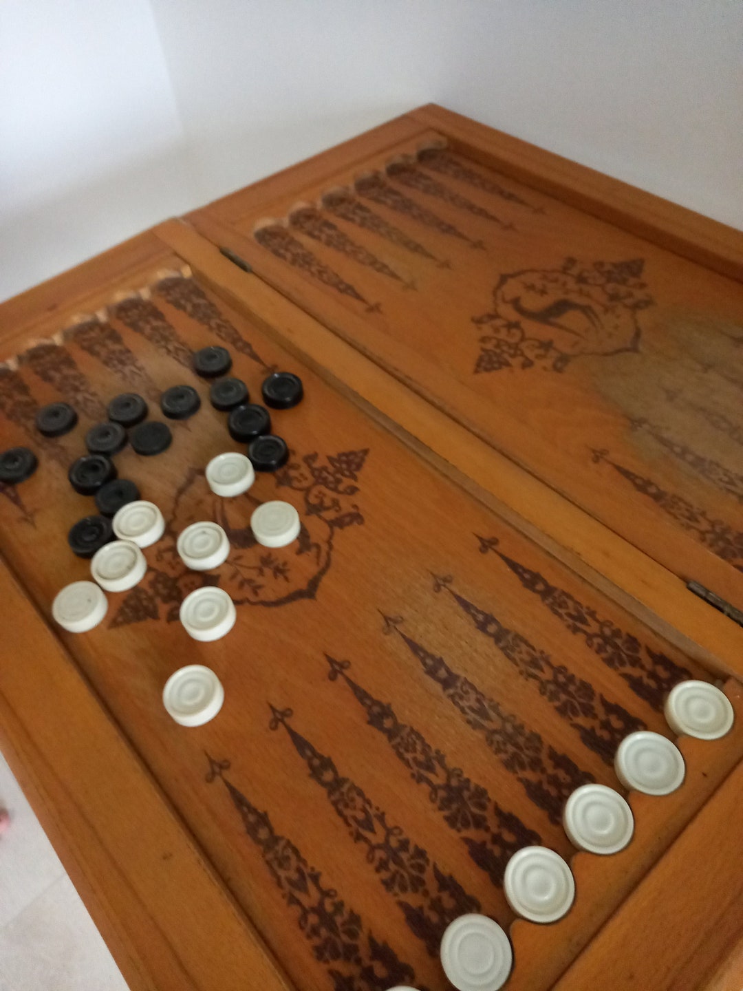 Vintage Backgammon Wooden Checkers Game Vintage Table Games Etsy