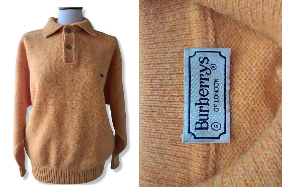 Vintage Burberrys of London Wool Pullover Knit Polo Sweater