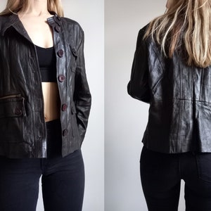 Vintage grunge leather jacket 90s leather blazer brown
