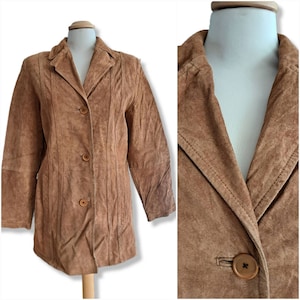 Vintage brown leather jacket women Real leather blazer Bigel
