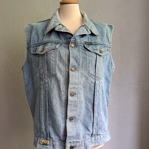 Vintage oversized denim vest Light blue denim vest Button down vest 90s aesthetic clothes