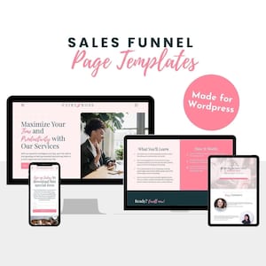 This professional sales funnel Templates for Wordpress comes with Long-Form, Opt-In, Thank You, Upsell, Lead Magnet, and Tripwire templates. Made with Gutenberg, you can easily edit them to create a seamless customer experience right on Wordpress!