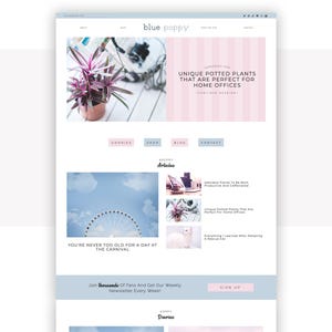 Wordpress-thema Blue Poppy voor bloggers | Vrouwelijk Wordpress-sjabloon