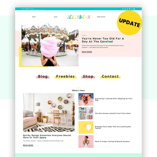 Cute Wordpress Theme, Jelly Bean Wordpress Theme for Bloggers | Responsive Wordpress Blog, Lifestyle Website Template