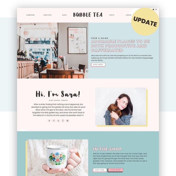 Pastell Wordpress Theme, Bubble Tea Wordpress Theme für Blogger | Responsives Wordpress Blog, Lifestyle Website Theme