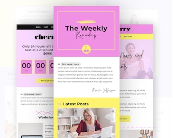 Pink Flodesk Template | Responsive Email Template for Flodesk | Email Marketing Bundle | Cherry