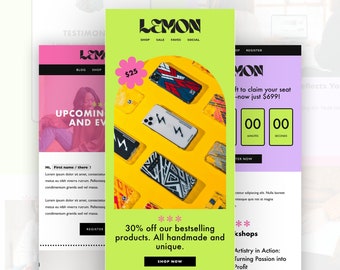 Colorful Flodesk Template | Responsive Email Template for Flodesk | Email Marketing Bundle | Lemon