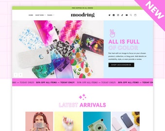 Fun Shopify Theme Template | Shopify Website Design | Shopify Store Theme, Ecommerce Website | Shopify 2.0 | Moodring