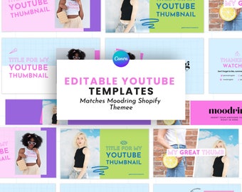 CanvaのカラフルなYouTubeテンプレート（バナー、サムネイル、イントロ、アウトロ）、Moodring