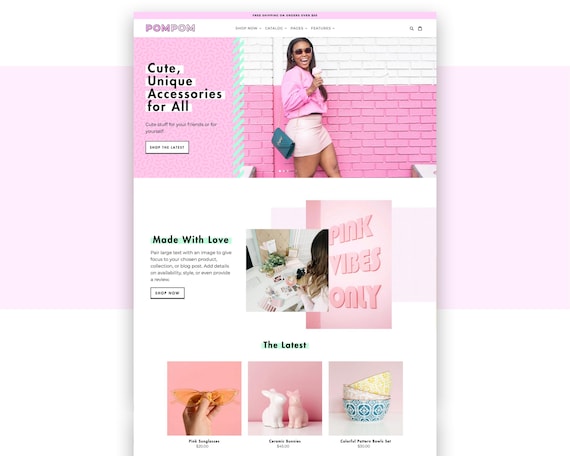 Pink Shopify Theme | Shopify Theme Template | Multipurpose Shopify Theme | PomPom