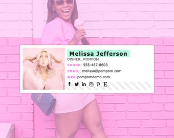 Modelo de Assinatura de E-mail Rosa para PomPom | Links Clicáveis para Gmail e Outlook