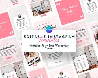 Professionelle Instagram Post Vorlagen für Canva | Passende Fairy Boss Vorlage | Instagram Story Vorlage