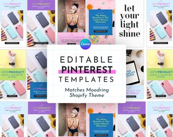 Kleurrijke Pinterest-sjablonen voor Canva | Bijpassende moodringsjabloon | Leuke, kleurrijke Pinterest-pins
