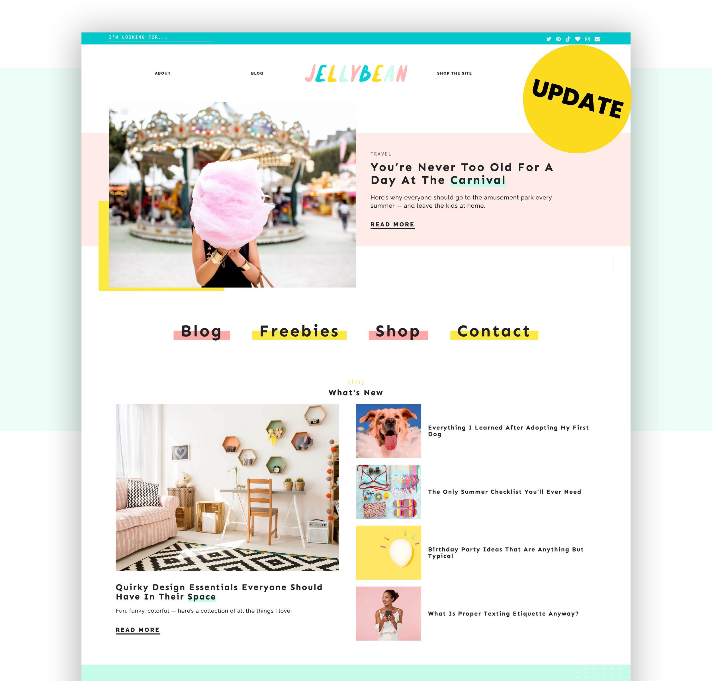 Niedliches Wordpress Theme, Jelly Bean Wordpress Theme für Blogger | Responsive Wordpress Blog, Lifestyle Website Template