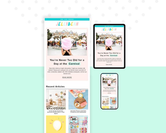 Cute Email Template for Mailchimp  | Editable Newsletter Template | Canva, Photoshop Not Required | Jelly Bean