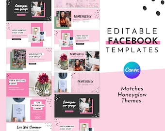 Feminine Facebook Template for Canva | Facebook Cover Template | Matching Honey Glow Template