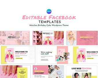 Fun Facebook Template for Canva | Facebook Cover Template | Matching Birthday Cake Template