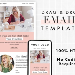 Editable Email Template for Mailchimp: Drag & Drop Newsletter (Digital Download)