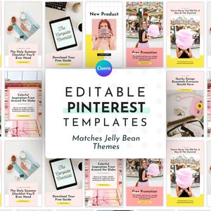 Cute Pinterest Templates for Canva | Matching Jelly Bean Template | Cute, Bright Pinterest Pins