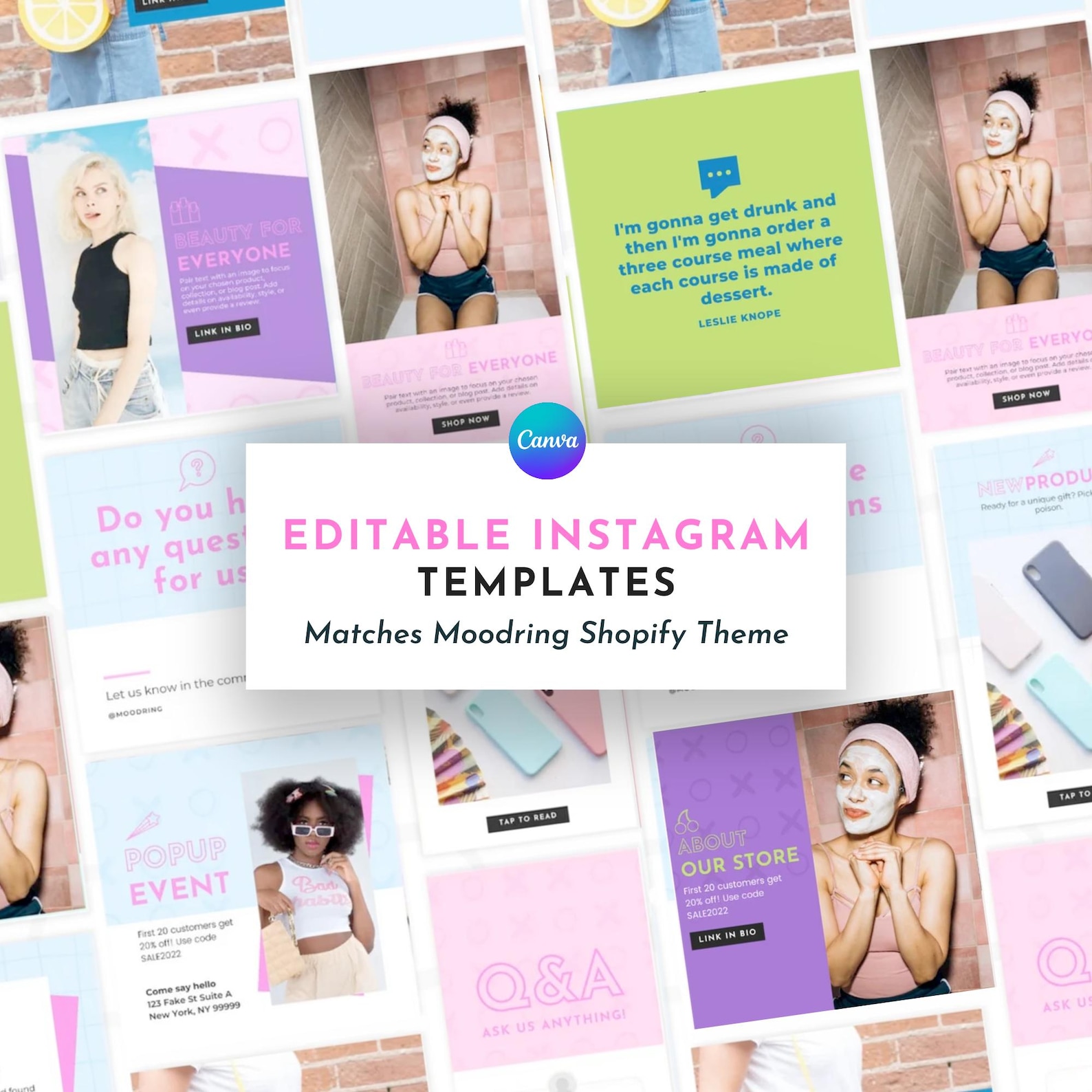 Colorful Instagram Post Template for Canva | Matching Moodring Template ...