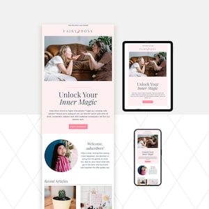 Modelo de e-mail profissional para Mailchimp: Modelo de boletim informativo editável | Canva, Photoshop não necessário | Fairy Boss