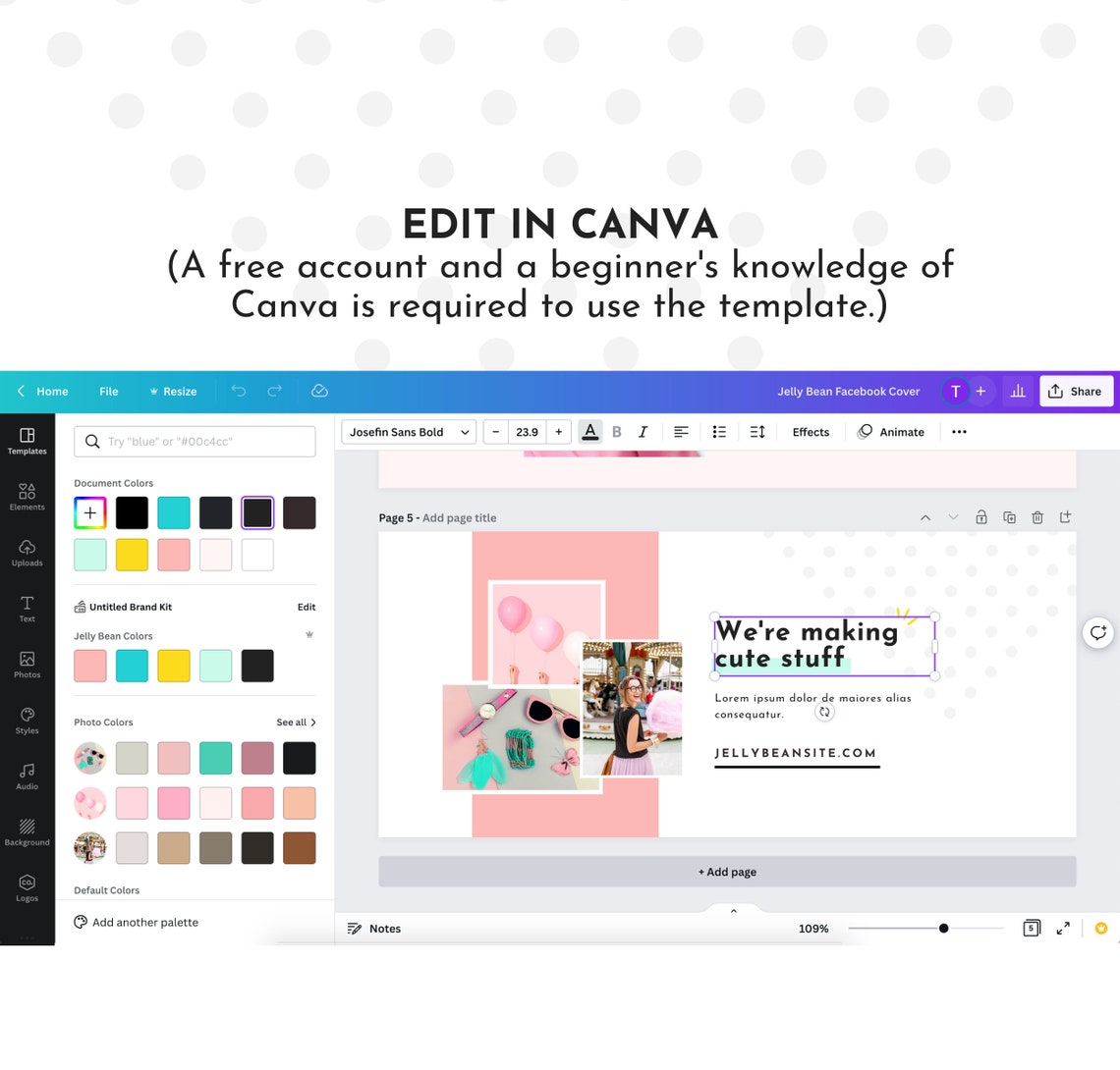 Cute Facebook Template for Canva | Facebook Cover Template | Matching ...