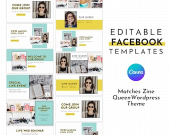 Bold Facebook Template for Canva | Facebook Cover Template | Matching Zine QueenTemplate