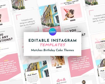 Canvaで使える楽しいInstagram投稿テンプレート | マッチングバースデーケーキテンプレート | Instagramストーリーテンプレート