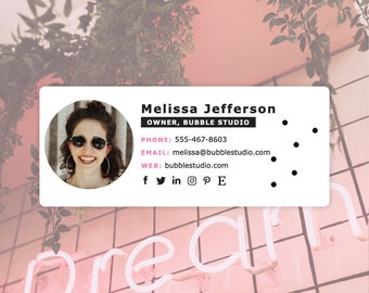 Feminine Email Signature Template for Honey Glow | Clickable Links for Gmail, Outlook