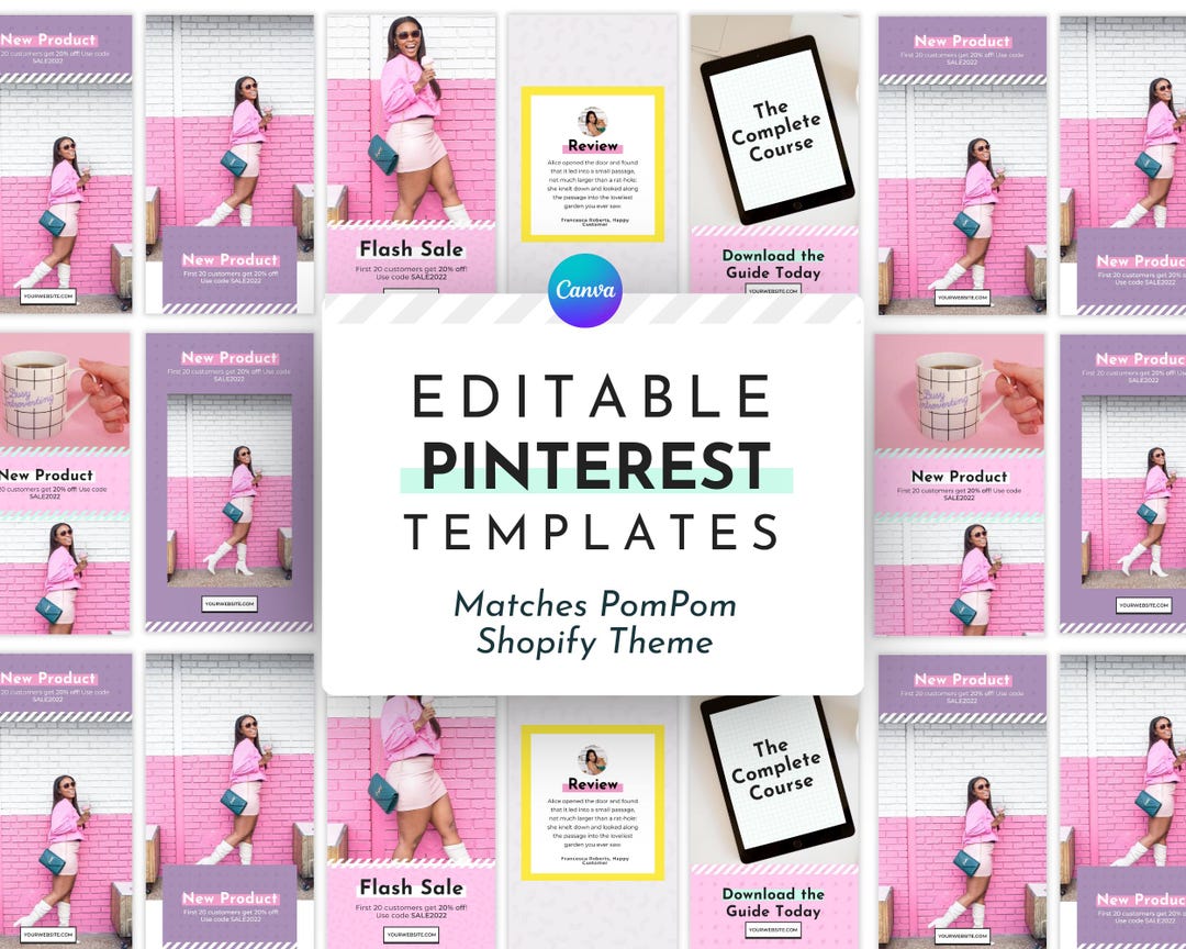 Pink Pinterest Templates for Canva | Matching Pompom Template | Pink ...