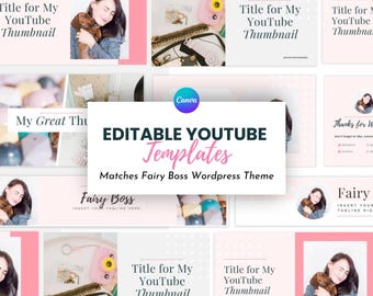 Professional Youtube Templates for Canva (Banner, Thumbnail, Intro, Outro), Fairy Boss