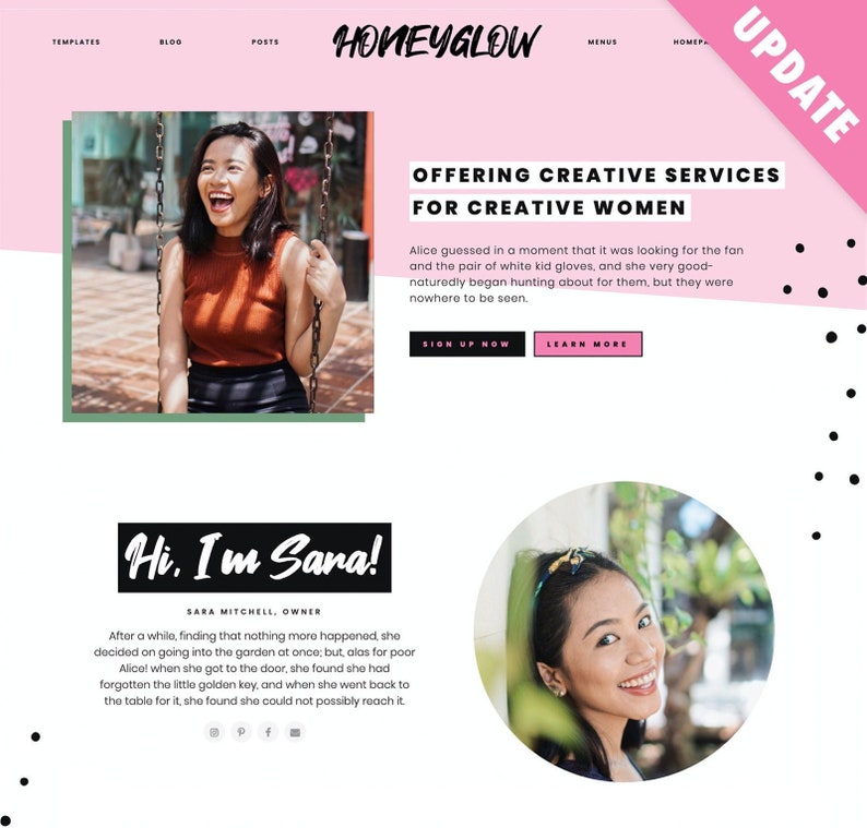 Pink Wordpress Theme, Feminine Wordpress Theme for Bloggers | Wordpress Blog Template Coach, Business | Pink Website Design | Honey Glow 