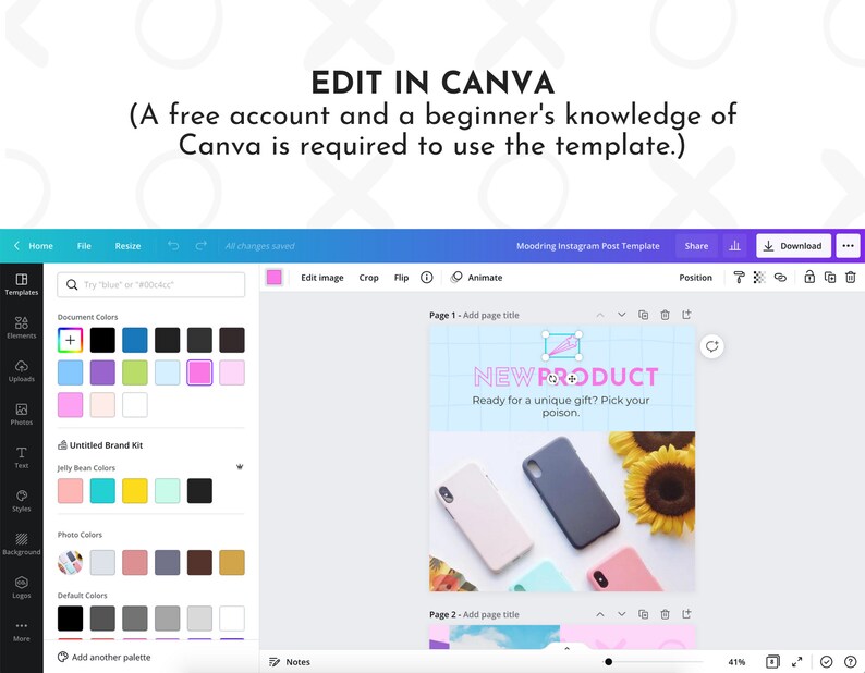 Colorful Instagram Post Template for Canva | Matching Moodring Template ...