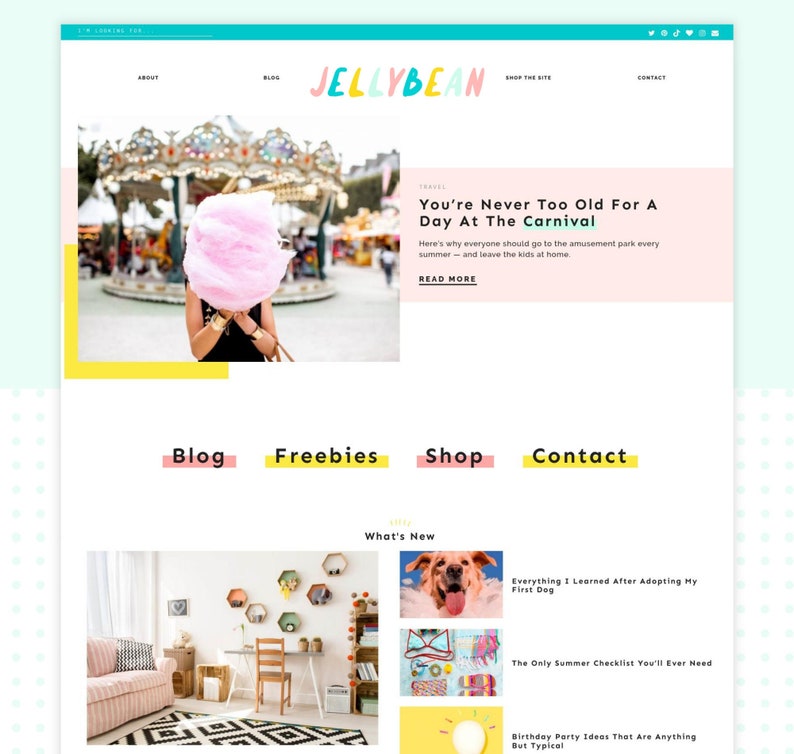 Cute Wordpress Theme, Jelly Bean Wordpress Theme for Bloggers | Responsive Wordpress Blog, Lifestyle Website Template 