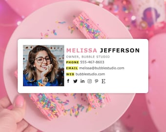 Fun Email Signature Template for Birthday Cake | Clickable Links for Gmail, Outlook