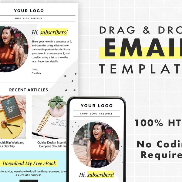 Email Template for Mailchimp  | Editable Newsletter Template  | Email Marketing, Email Design, Email Photographer