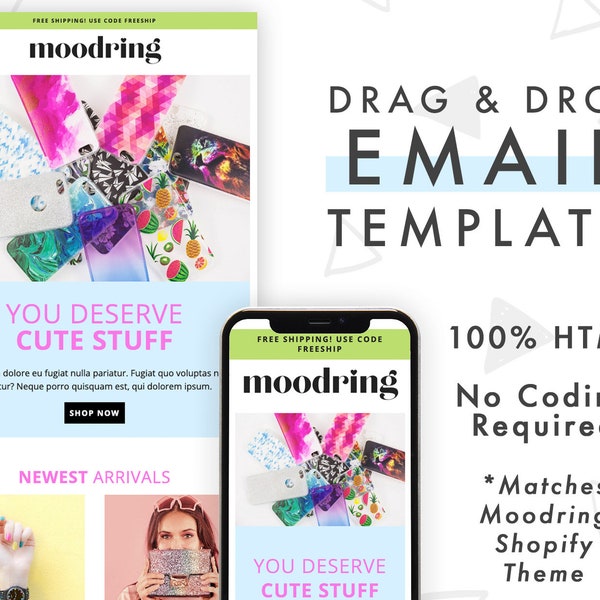 Colorful Email Template for Mailchimp  | Editable Newsletter Template | Canva, Photoshop Not Required | Matching Moodring Template