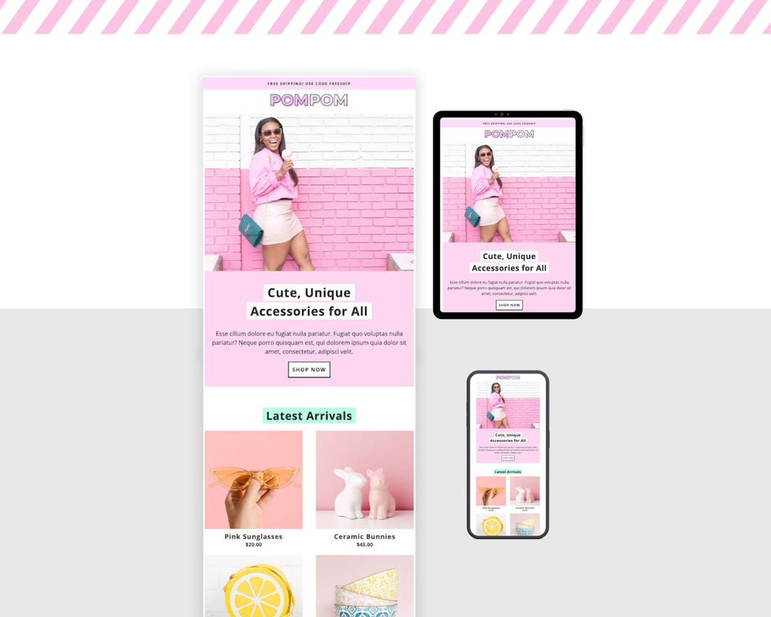 Pink Email Template for Mailchimp | Editable Newsletter Template ...