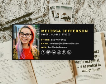 Bold Email Signature Template for Zine Queen | Clickable Links for Gmail, Outlook