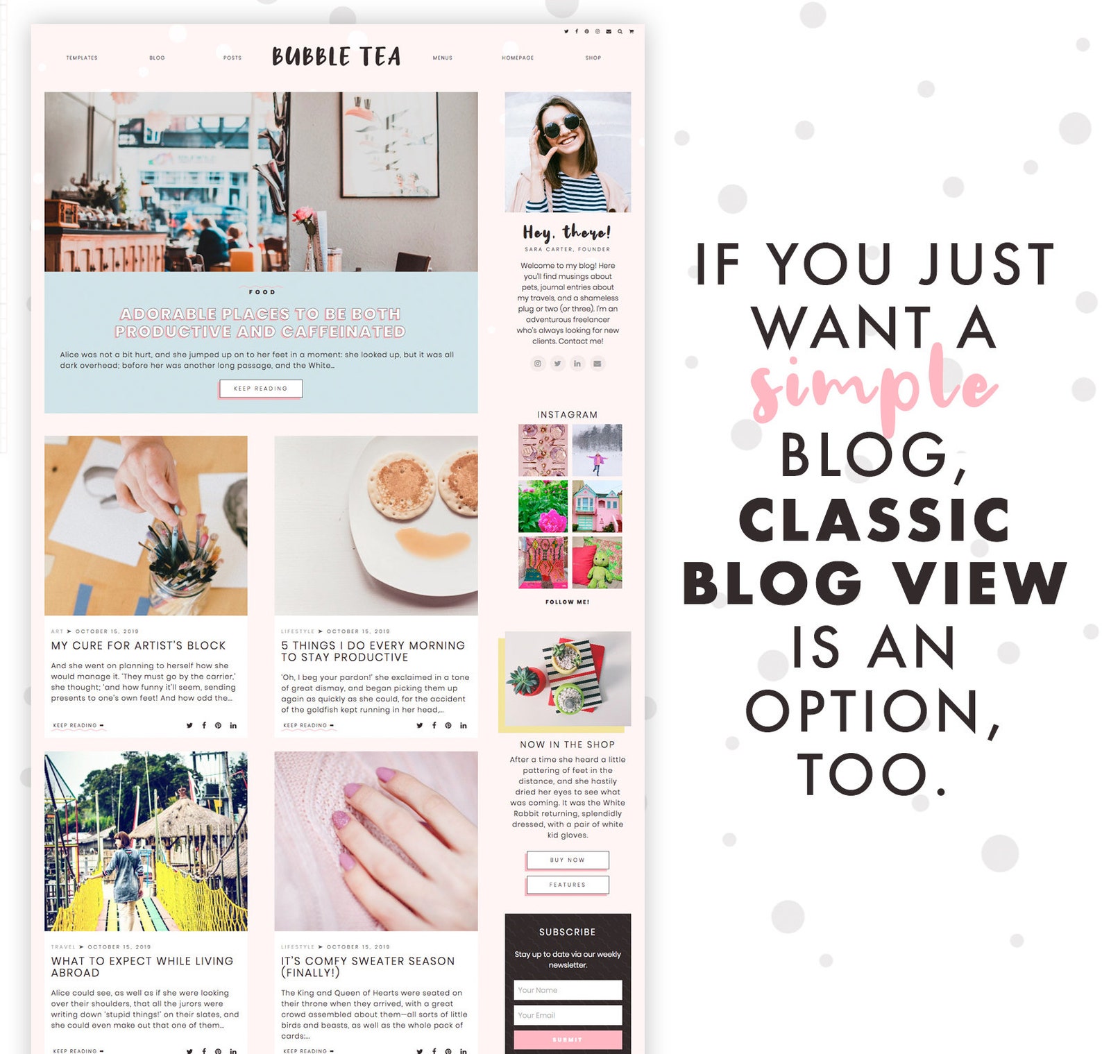 Pastel Wordpress Theme Bubble Tea Wordpress Theme for Etsy