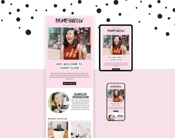 Girly-e-mailsjabloon voor Mailchimp | Bewerkbare nieuwsbriefsjabloon | Canva, Photoshop niet vereist | Honinggloed