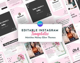 Girly Instagram Post Template for Canva | Matching Honeyglow Template | Instagram Story Template
