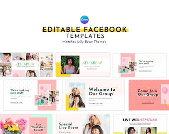 Cute Facebook Template for Canva | Facebook Cover Template | Matching Jelly Bean Template